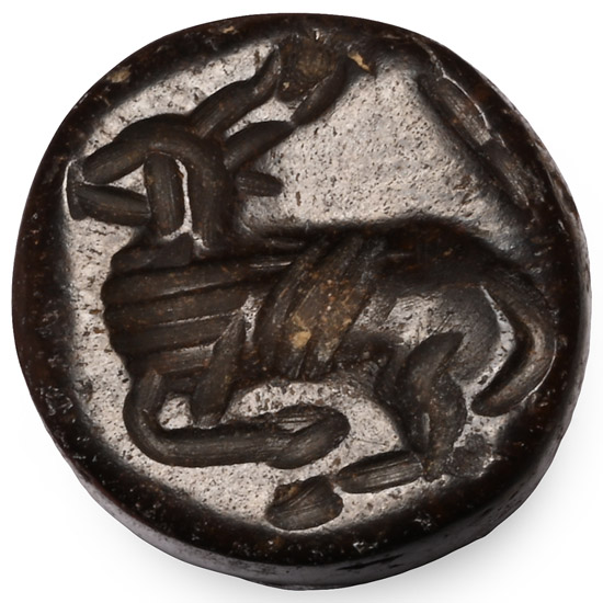 Sasanian Haematite Stamp Seal with Recumbent Antelope