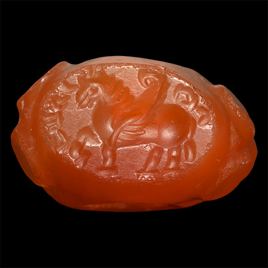 Sasanian Carnelian Stamp Seal with Gryphon