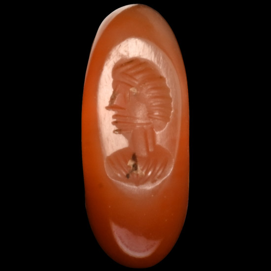 Sasanian Carnelian Stamp Seal with Bust
