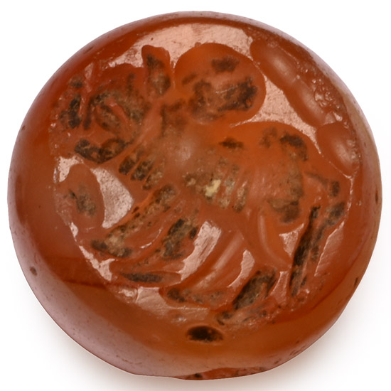 Sasanian Carnelian Stamp Seal with Zebu