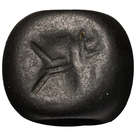 Sasanian Haematite Stamp Seal with Ibex