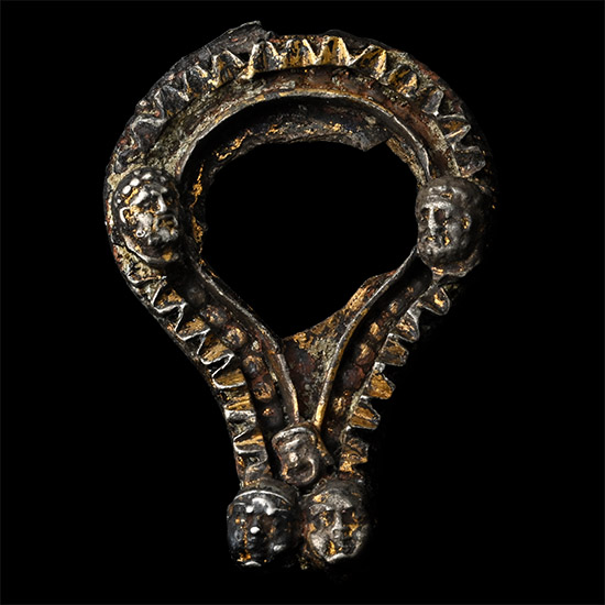 Post Medieval Silver-Gilt Bronze Mount with Faces