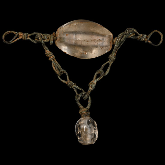 Roman Bronze Chain and Rock Crystal Pendant Set