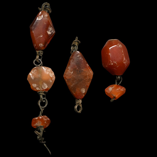 Roman Bronze and Carnelian Bracelet Elements