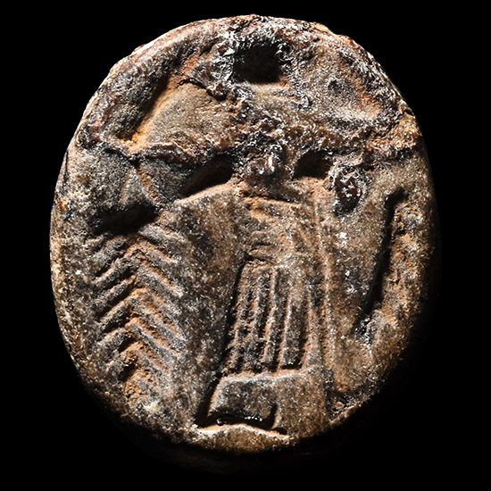 Western Asiatic Stone Stamp Seal With Standing God
