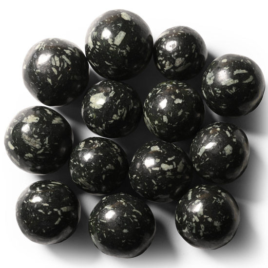 Polished Spartan Basalt Green Porphyry Gaming Pieces