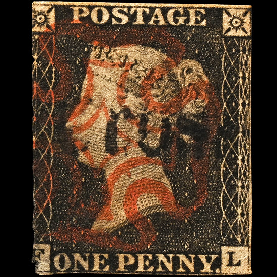 Victorian Penny Black with Charing Cross Cancellation