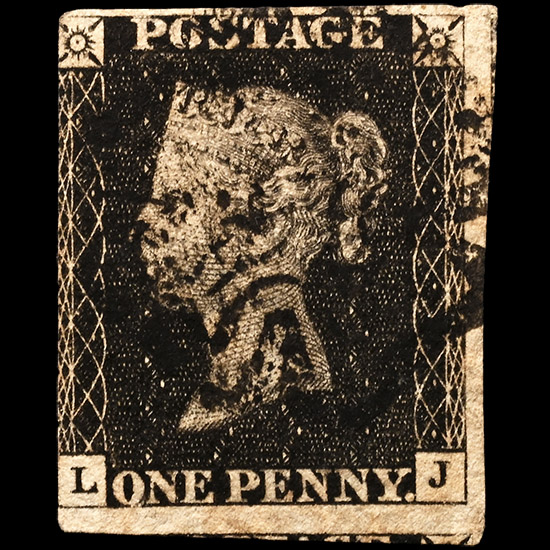 Victorian Penny Black with Manchester Maltese Cross