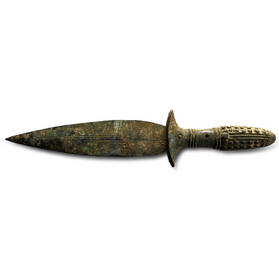 Elamite Bronze Dagger with Decorated Hilt