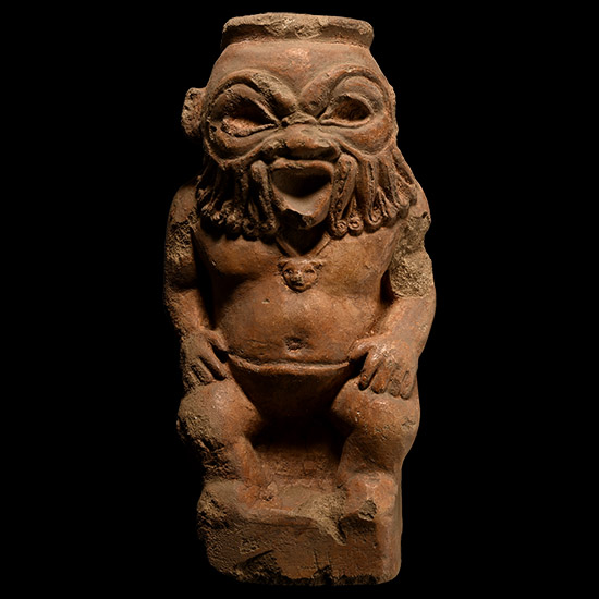 Egypto-Roman Seated Limestone Statuette of Bes