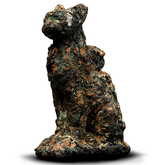 Egyptian Bronze Seated Cat Statuette