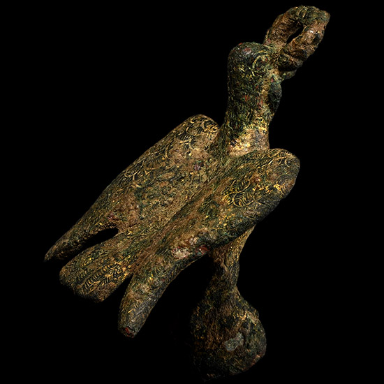 Roman Gilt Bronze Eagle On Globe Holding a Victory Wreath