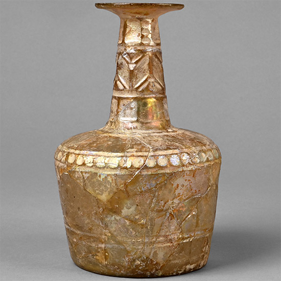 Large Western Asiatic Faceted Glass Vessel