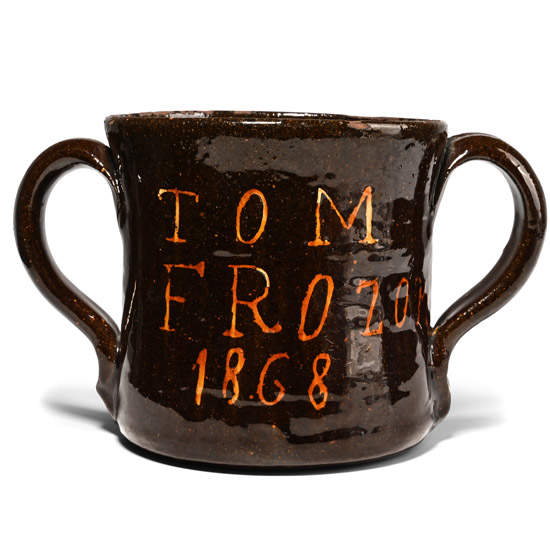 Slipware Frog Loving Cup Named Tom Frozen and Dated