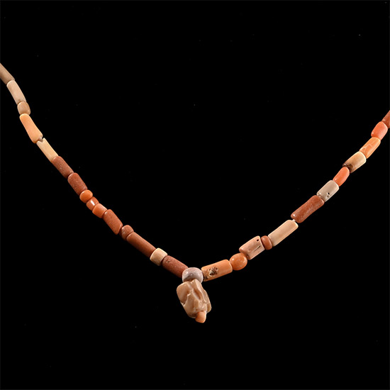 Roman Coral-Coloured Glass and Other Bead Necklace String