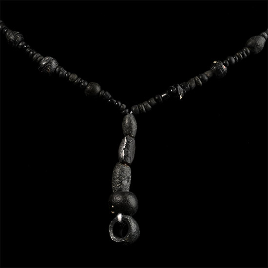 Roman Black Glass and Other Bead Necklace String