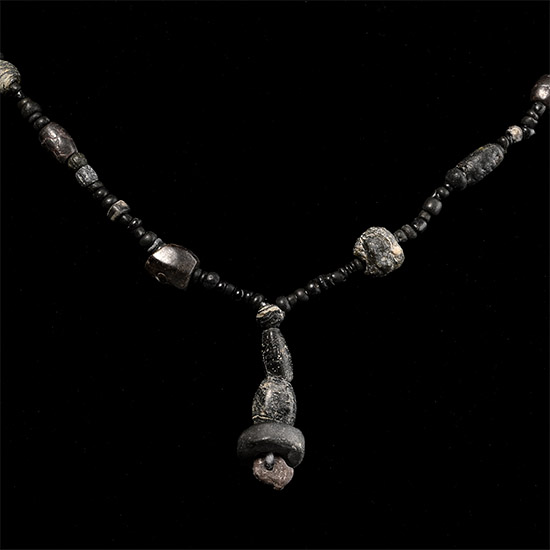 Roman Black Glass and Other Bead Necklace String