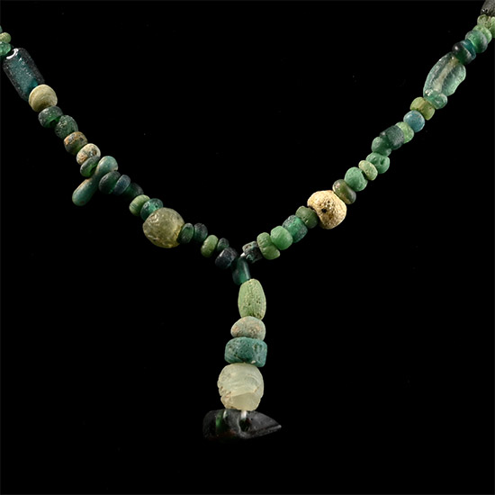Roman Green Glass and Other Bead Necklace String