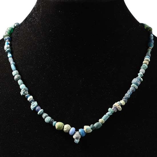 Achaemenid Blue and Green Glass and Other Bead Necklace String