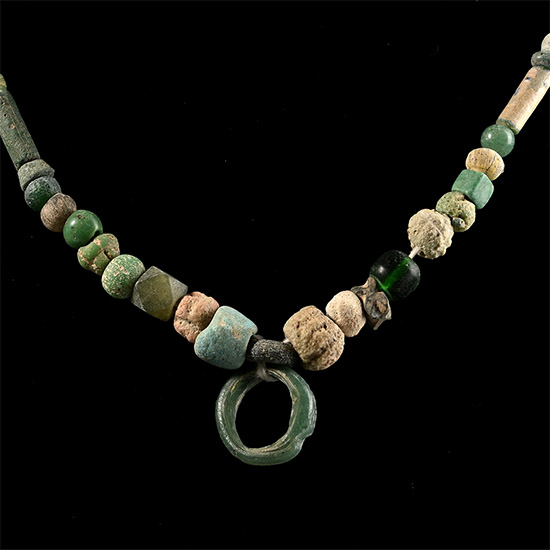 Roman Green Glass Bead Necklace String