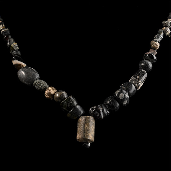 Roman Black Glass and Other Bead Necklace String