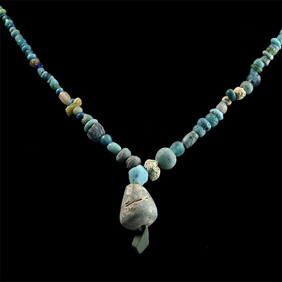 Roman Turquoise Glass and Other Bead Necklace String