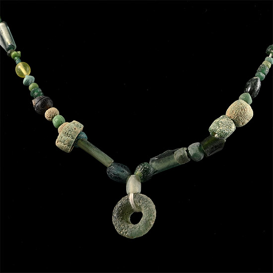 Roman Green Glass Bead Necklace String