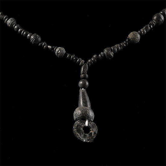 Roman Black Glass and Other Bead Necklace String