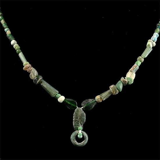 Roman Green Glass and Other Bead Necklace String