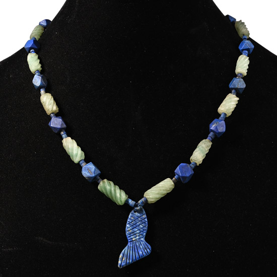 Bactrian Style Lapis Lazuli and Glass Bead Necklace String