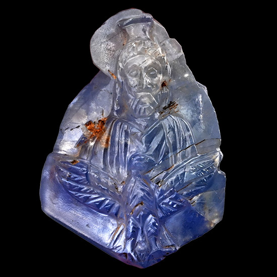 Roman Sapphire Cameo with Bust of Serapis Later Converted to Saint John the Evangelist
