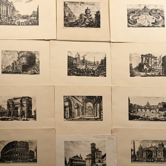 Engravings of Scenes of Rome by Giovanni Piranesi Gifted by the Mayor of Rome in 1952
