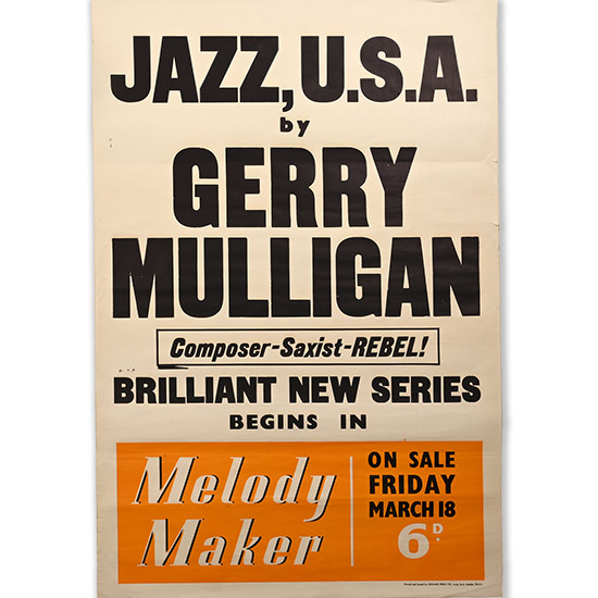 Jazz, U.S.A. by Gerry Mulligan Original Advertising Poster