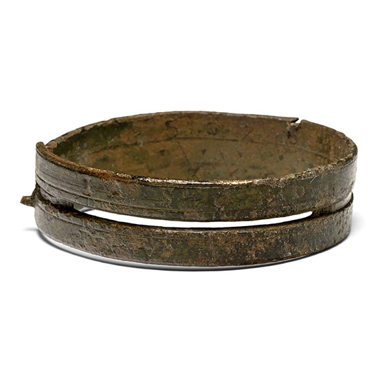 Post Medieval Bronze Inscribed Pocket Ring Sundial