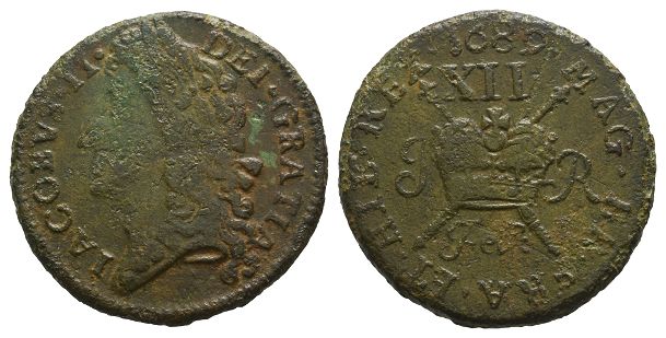 Ireland. James II AE Shilling.