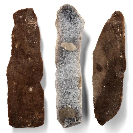 Stone Age Knapped Flint Knife Group