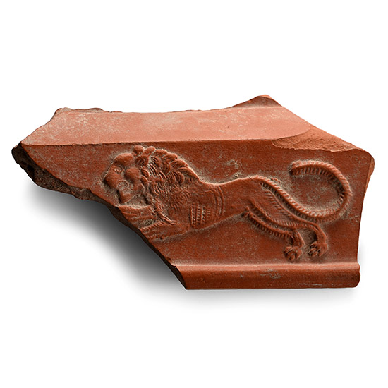 Roman Red Ware Fragment with Gladiatorial Lion