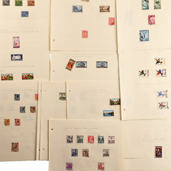 World Stamps on Album Pages