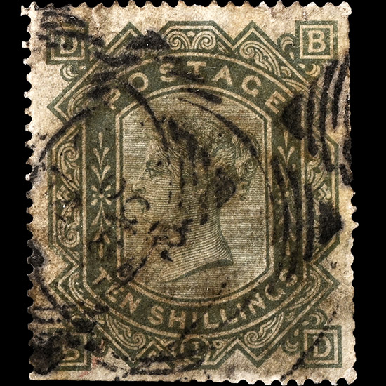Victorian 10 Shillings Greenish-Grey Stamp