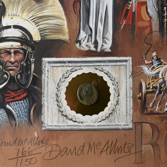 Bronze Roman Coin and Framed Limited Edition Print