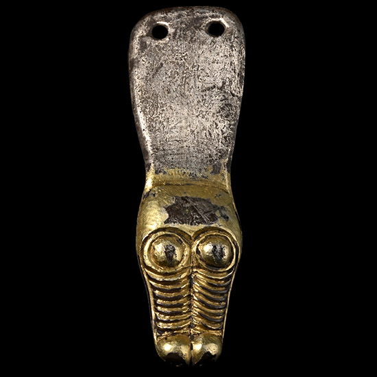 Scandinavian Pre-Viking Period Silver-Gilt Beast-Headed Strap End