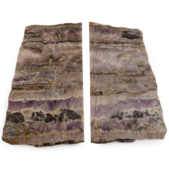 Two Large Cut and Polished Slabs of Rare Vintage Blue John Fluorite