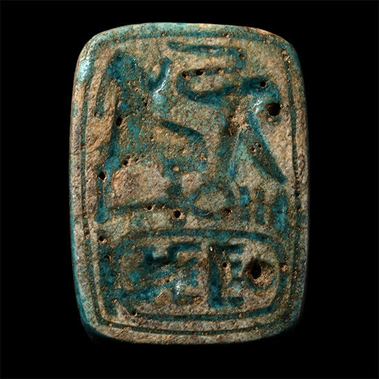 Egyptian Bifacial Steatite Amuletic Plaque with Cartouches for Tuthmoses III