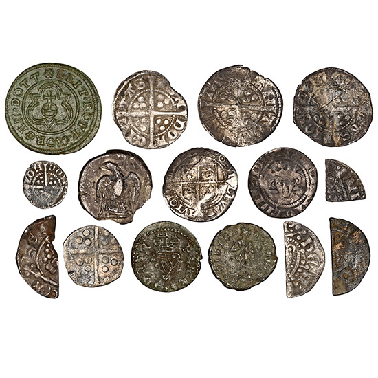 Group of Fifteen [15] Silver English Medieval and Other Coins.