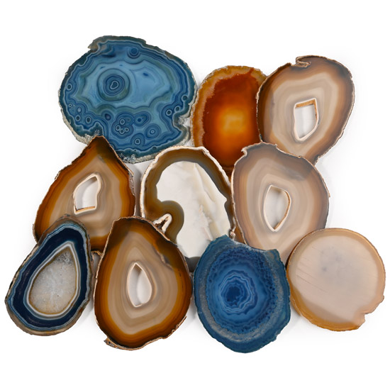 Group of Ten [10] Cut and Polished Agate Geode Slices