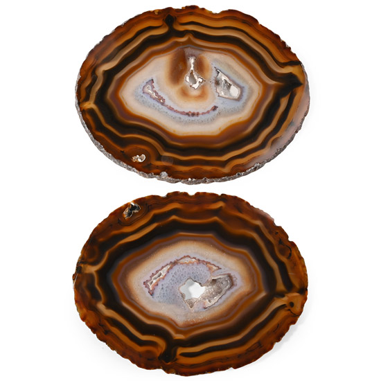 Two Large Cut and Polished Agate Geode Slices