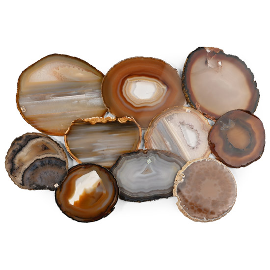 Group of Ten [10] Cut and Polished Agate Geode Slices