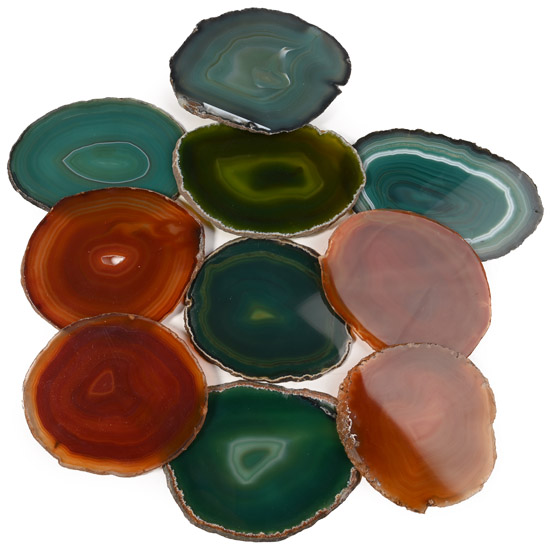 Group of Ten [10] Cut and Polished Agate Geode Slices