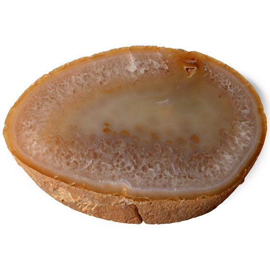 Large Cut and Polished Yellow Agate Crystal Geode Slice Artefact Base