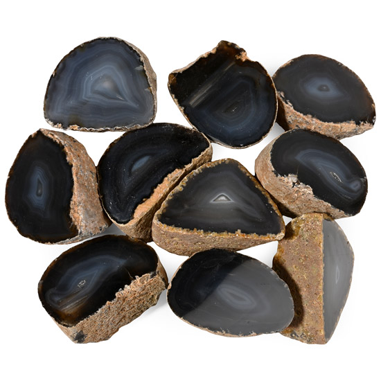 Group of Ten [10] Cut and Polished Agate Geode Halves
